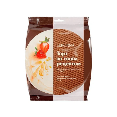 Wafle tortowe Lekorna z kakao 8 szt. 90 g Wafle tortowe Lekorna z kakao 8 szt. 90 g