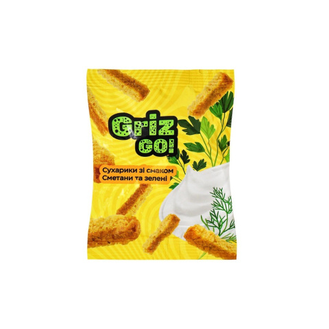 Sucharki pszenno-żytnie o smaku śmietana i zieleń "GrizGO" 70g Sucharki pszenno-żytnie o smaku śmietana i zieleń "GrizGO" 70g